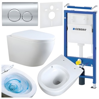 ZESTAW PODTYNKOWY WC STELAŻ GEBERIT DUOFIX MISKA MIZU-WH-TR-02 PRZYCISK DELTA 20 CHROM