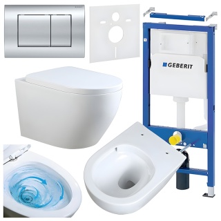 ZESTAW PODTYNKOWY WC STELAŻ GEBERIT DUOFIX MISKA MIZU-WH-TR-02 PRZYCISK DELTA 30 CHROM