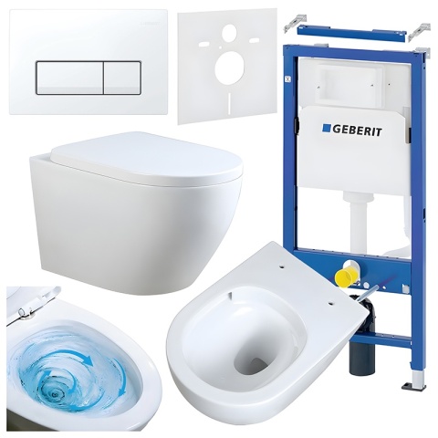 ZESTAW PODTYNKOWY WC STELAŻ GEBERIT DUOFIX MISKA MIZU-WH-TR-02 PRZYCISK DELTA 50 BIAŁY