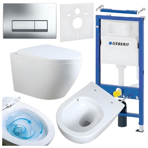 ZESTAW PODTYNKOWY WC STELAŻ GEBERIT DUOFIX MISKA MIZU-WH-TR-02 PRZYCISK DELTA 50 CHROM