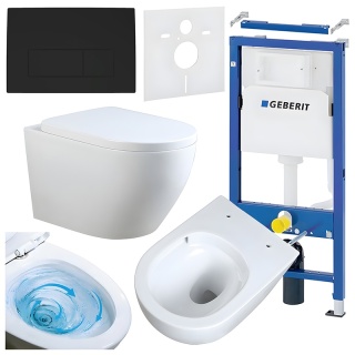 ZESTAW PODTYNKOWY WC STELAŻ GEBERIT DUOFIX MISKA MIZU-WH-TR-02 PRZYCISK DELTA 50 CZARNY MAT