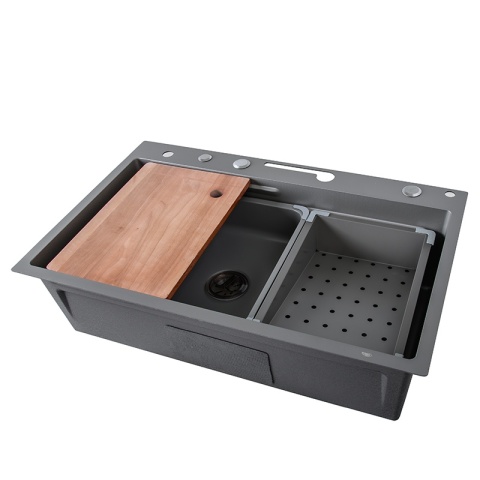 ZLEWOZMYWAK JEDNOKOMOROWY WIELOFUNKCYJNY ZES-TAURUS-75X45 SZARY ZLEW KUCHENNY