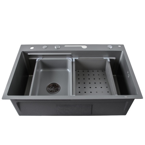 ZLEWOZMYWAK JEDNOKOMOROWY WIELOFUNKCYJNY ZES-TAURUS-75X45 SZARY ZLEW KUCHENNY