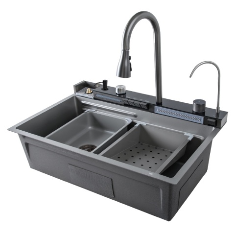 ZLEWOZMYWAK JEDNOKOMOROWY WIELOFUNKCYJNY ZES-TAURUS-75X45 SZARY ZLEW KUCHENNY