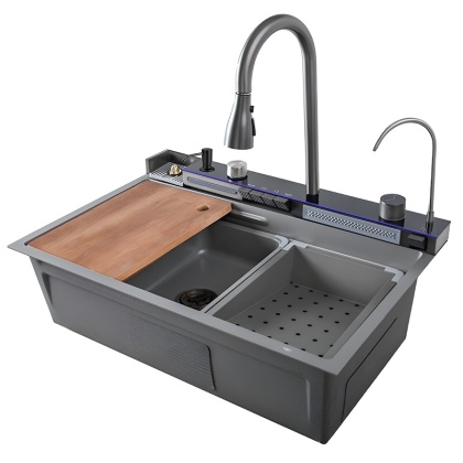 ZLEWOZMYWAK JEDNOKOMOROWY WIELOFUNKCYJNY ZES-TAURUS-75X45 SZARY ZLEW KUCHENNY