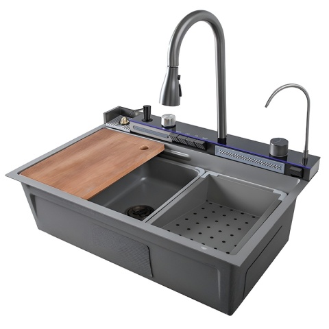 ZLEWOZMYWAK JEDNOKOMOROWY WIELOFUNKCYJNY ZES-TAURUS-75X45 SZARY ZLEW KUCHENNY