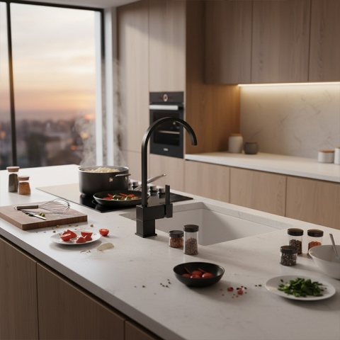 BATERIA KUCHENNA NABLATOWA STOJĄCA OBROTOWA WYLEWKA F21B-BL CZARNA