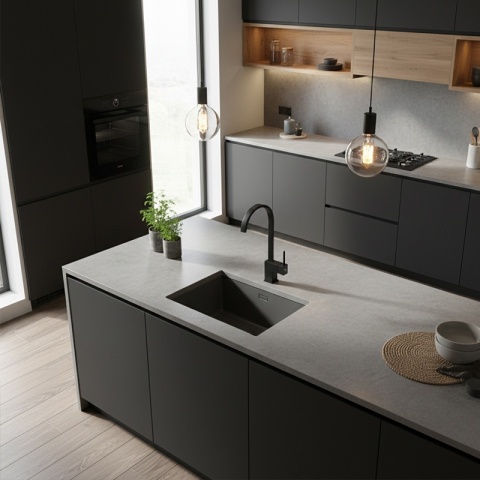 BATERIA KUCHENNA NABLATOWA STOJĄCA OBROTOWA WYLEWKA F21B-BL CZARNA