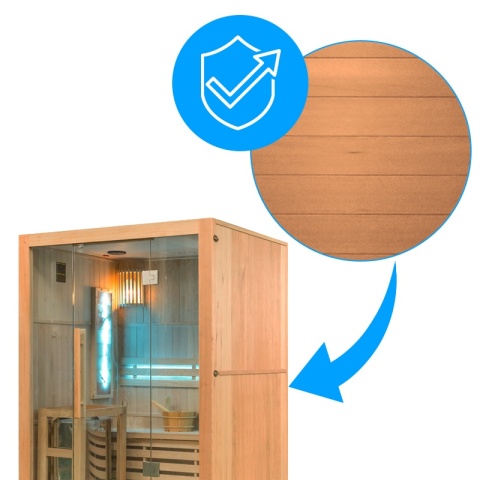 SAUNA FIŃSKA WYSOKOTEMPERATUROWA Z PIECEM KEMI3/HARVIA 4,5KW 3-4 OSOBOWA 150x120 CM