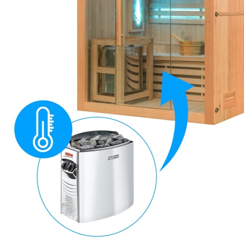 SAUNA FIŃSKA WYSOKOTEMPERATUROWA Z PIECEM KEMI3/HARVIA 4,5KW 3-4 OSOBOWA 150x120 CM