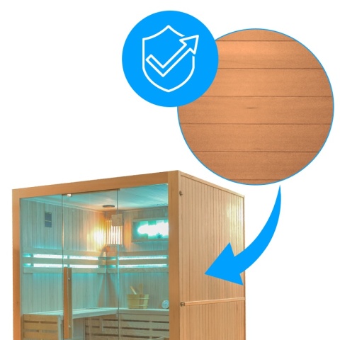 SAUNA FIŃSKA WYSOKOTEMPERATUROWA Z PIECEM KEMI5/HARVIA 6KW 4-5 OSOBOWA 180x160 CM