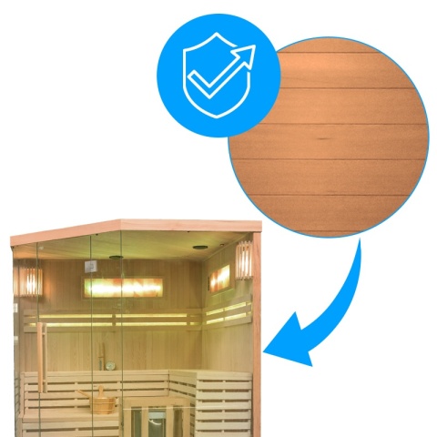 SAUNA FIŃSKA WYSOKOTEMPERATUROWA Z PIECEM KEMI7/HARVIA 8KW 5-6 OSOBOWA 180x180 CM