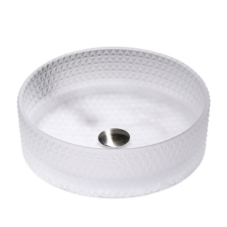 UMYWALKA NABLATOWA SZKLANA OKRĄGŁA FREZOWANA BRILLANT1-WH-360 BIAŁA 36x12 CM