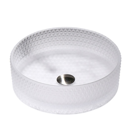 UMYWALKA NABLATOWA SZKLANA OKRĄGŁA FREZOWANA BRILLANT1-WH-360 BIAŁA 36x12 CM