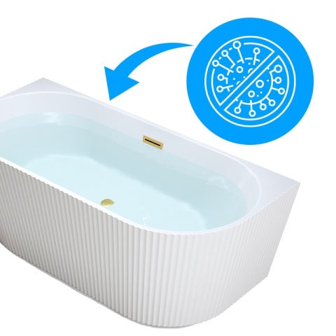 WANNA PRZYŚCIENNA RYFLOWANA BIAŁA PRZELEW ZŁOTY SZCZOTKOWANY 170x75CM