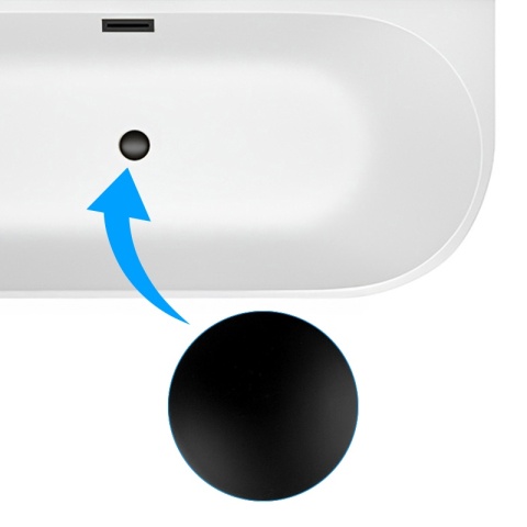 WANNA WOLNOSTOJĄCA PRZYŚCIENNA MERA 509D LEWA BIAŁA PRZELEW CZARNY 170x75 CM