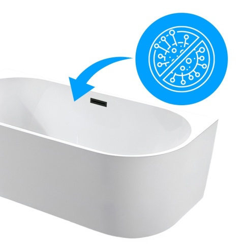 WANNA WOLNOSTOJĄCA PRZYŚCIENNA MERA 509D LEWA BIAŁA PRZELEW CZARNY 170x75 CM