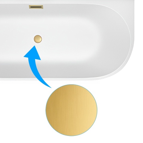 WANNA WOLNOSTOJĄCA PRZYŚCIENNA MERA 509D LEWA BIAŁA PRZELEW ZŁOTY SZCZOTKOWANY 170x75 CM