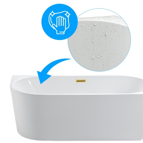 WANNA WOLNOSTOJĄCA PRZYŚCIENNA MERA 509D PRAWA BIAŁA PRZELEW ZŁOTY 170x75 CM