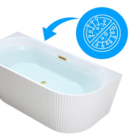 WANNA WOLNOSTOJĄCA PRZYŚCIENNA RYFLOWANA CARLO 517B BIAŁA PRZELEW ZŁOTY SZCZOTKOWANY 150x75 CM