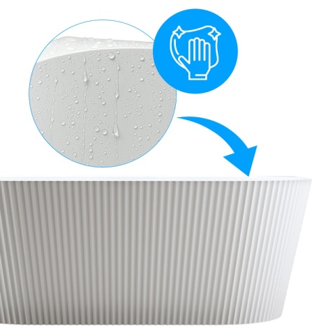 WANNA WOLNOSTOJĄCA PRZYŚCIENNA RYFLOWANA CARLO 517C BIAŁA PRZELEW BIAŁY 160x75 CM