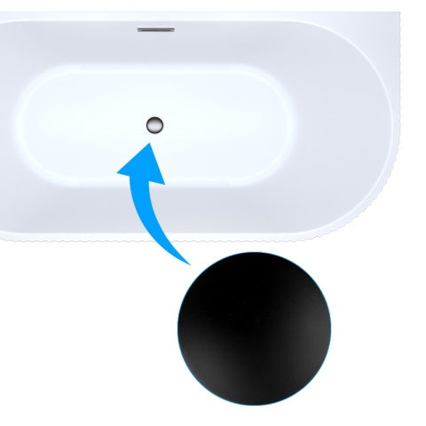 WANNA WOLNOSTOJĄCA PRZYŚCIENNA RYFLOWANA CARLO 517C BIAŁA PRZELEW CZARNY 160x75 CM