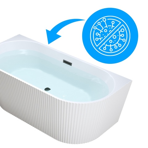 WANNA WOLNOSTOJĄCA PRZYŚCIENNA RYFLOWANA CARLO 517D BIAŁA PRZELEW CZARNY 170x75 CM