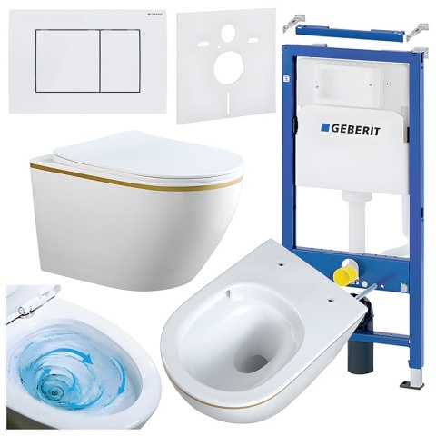ZESTAW PODTYNKOWY WC STELAŻ GEBERIT DUOFIX MISKA MIZU-WH-GL-TR-03 PRZYCISK DELTA 30 BIAŁY