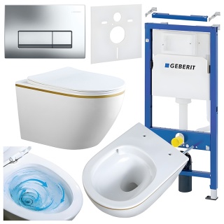 ZESTAW PODTYNKOWY WC STELAŻ GEBERIT DUOFIX MISKA MIZU-WH-GL-TR-03 PRZYCISK DELTA 50 CHROM