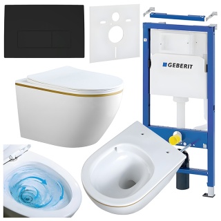 ZESTAW PODTYNKOWY WC STELAŻ GEBERIT DUOFIX MISKA MIZU-WH-GL-TR-03 PRZYCISK DELTA 50 CZARNY MAT