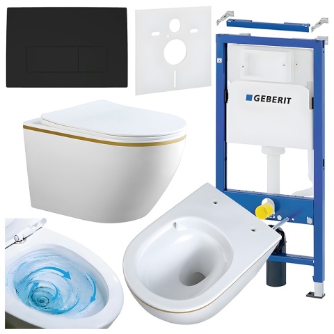 ZESTAW PODTYNKOWY WC STELAŻ GEBERIT DUOFIX MISKA MIZU-WH-GL-TR-03 PRZYCISK DELTA 50 CZARNY MAT