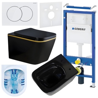 ZESTAW PODTYNKOWY WC STELAŻ GEBERIT DUOFIX MISKA RAIN-BL-GL-RIM-03 PRZYCISK DELTA 01 BIAŁY