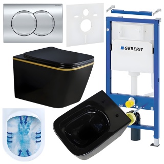 ZESTAW PODTYNKOWY WC STELAŻ GEBERIT DUOFIX MISKA RAIN-BL-GL-RIM-03 PRZYCISK DELTA 01 CHROM
