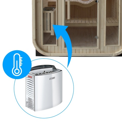 SAUNA OGRODOWA FIŃSKA BECZKA Z PIECEM MOLDE 2-4 OSOBOWA 180x200 CM