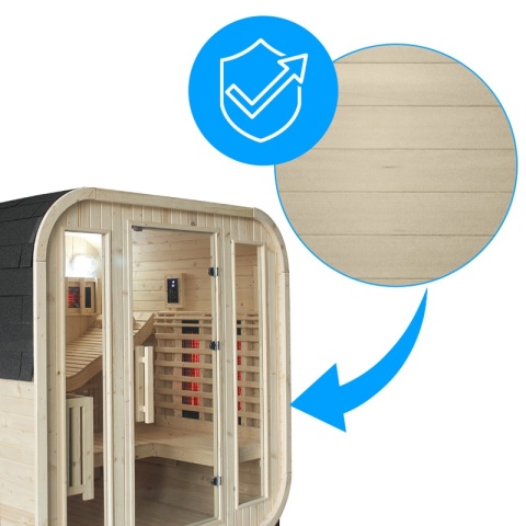 SAUNA OGRODOWA KOMBO FIŃSKA - INFRARED BECZKA MOLDE-A 4-6 OSOBOWA 180x200 CM 2W1