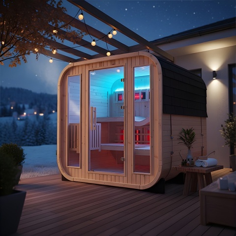 SAUNA OGRODOWA KOMBO FIŃSKA - INFRARED BECZKA MOLDE-A 4-6 OSOBOWA 180x200 CM 2W1