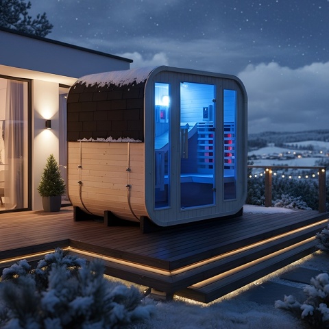 SAUNA OGRODOWA KOMBO FIŃSKA - INFRARED BECZKA MOLDE-A 4-6 OSOBOWA 180x200 CM 2W1