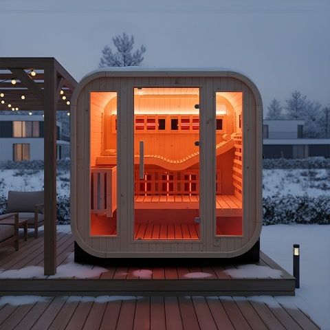 SAUNA OGRODOWA KOMBO FIŃSKA - INFRARED BECZKA MOLDE-A 4-6 OSOBOWA 180x200 CM 2W1