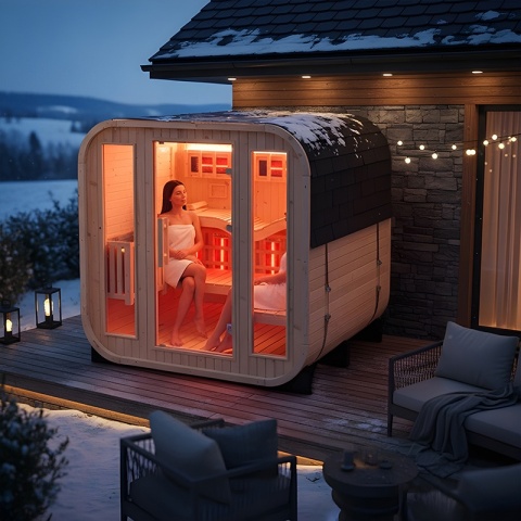 SAUNA OGRODOWA KOMBO FIŃSKA - INFRARED BECZKA MOLDE-A 4-6 OSOBOWA 180x200 CM 2W1