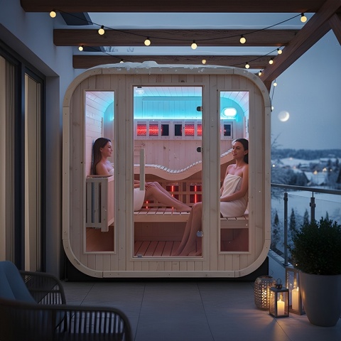 SAUNA OGRODOWA KOMBO FIŃSKA - INFRARED BECZKA MOLDE-A 4-6 OSOBOWA 180x200 CM 2W1