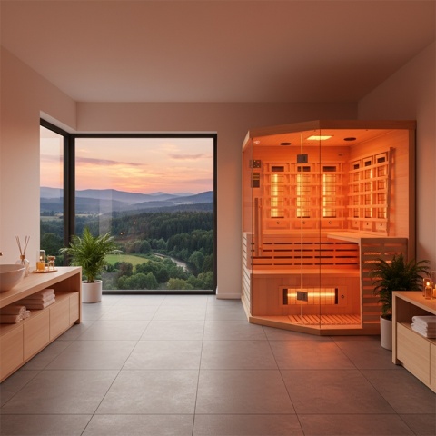 SAUNA SUCHA INFRARED NISKOTEMPERATUROWA ALTA4 4-5 OSOBOWA 150x150 CM