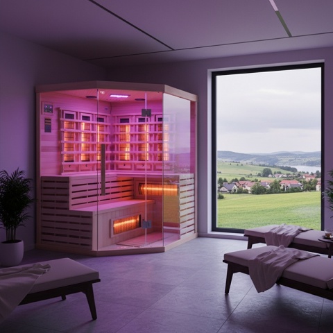 SAUNA SUCHA INFRARED NISKOTEMPERATUROWA ALTA4 4-5 OSOBOWA 150x150 CM