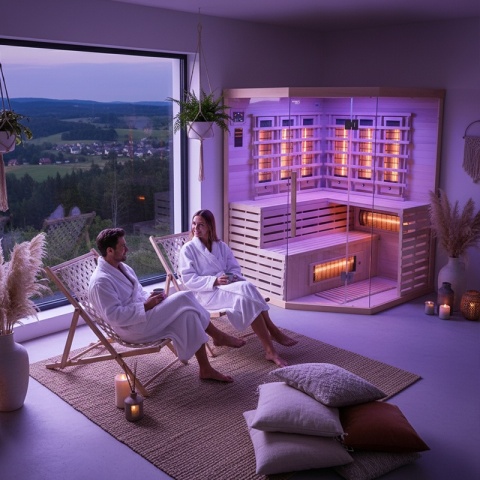 SAUNA SUCHA INFRARED NISKOTEMPERATUROWA ALTA4 4-5 OSOBOWA 150x150 CM