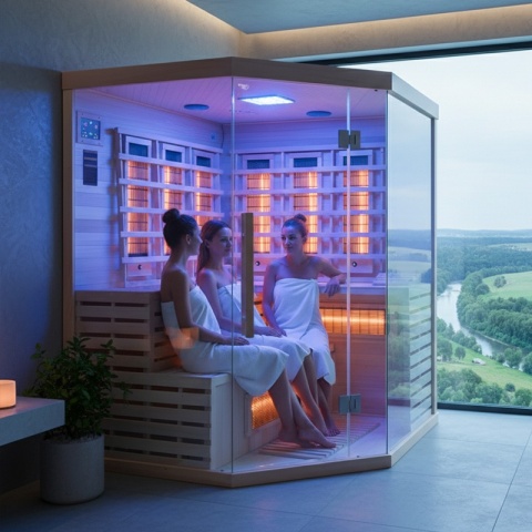 SAUNA SUCHA INFRARED NISKOTEMPERATUROWA ALTA4 4-5 OSOBOWA 150x150 CM