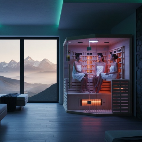 SAUNA SUCHA INFRARED NISKOTEMPERATUROWA ALTA4 4-5 OSOBOWA 150x150 CM