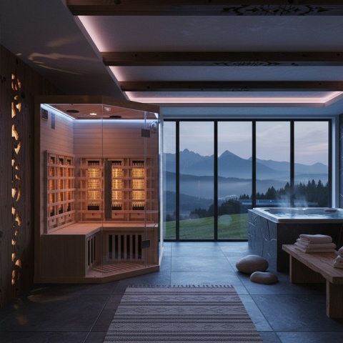 SAUNA SUCHA INFRARED NISKOTEMPERATUROWA ALTA6 2-3 OSOBOWA 120x120 CM