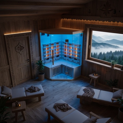 SAUNA SUCHA INFRARED NISKOTEMPERATUROWA ALTA6 2-3 OSOBOWA 120x120 CM