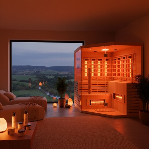 SAUNA SUCHA INFRARED NISKOTEMPERATUROWA ALTA7 5-6 OSOBOWA 180x180 CM