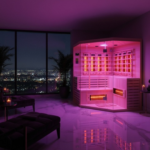 SAUNA SUCHA INFRARED NISKOTEMPERATUROWA ALTA7 5-6 OSOBOWA 180x180 CM