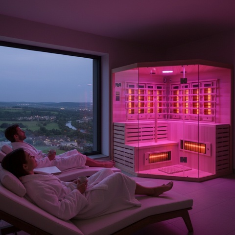 SAUNA SUCHA INFRARED NISKOTEMPERATUROWA ALTA7 5-6 OSOBOWA 180x180 CM